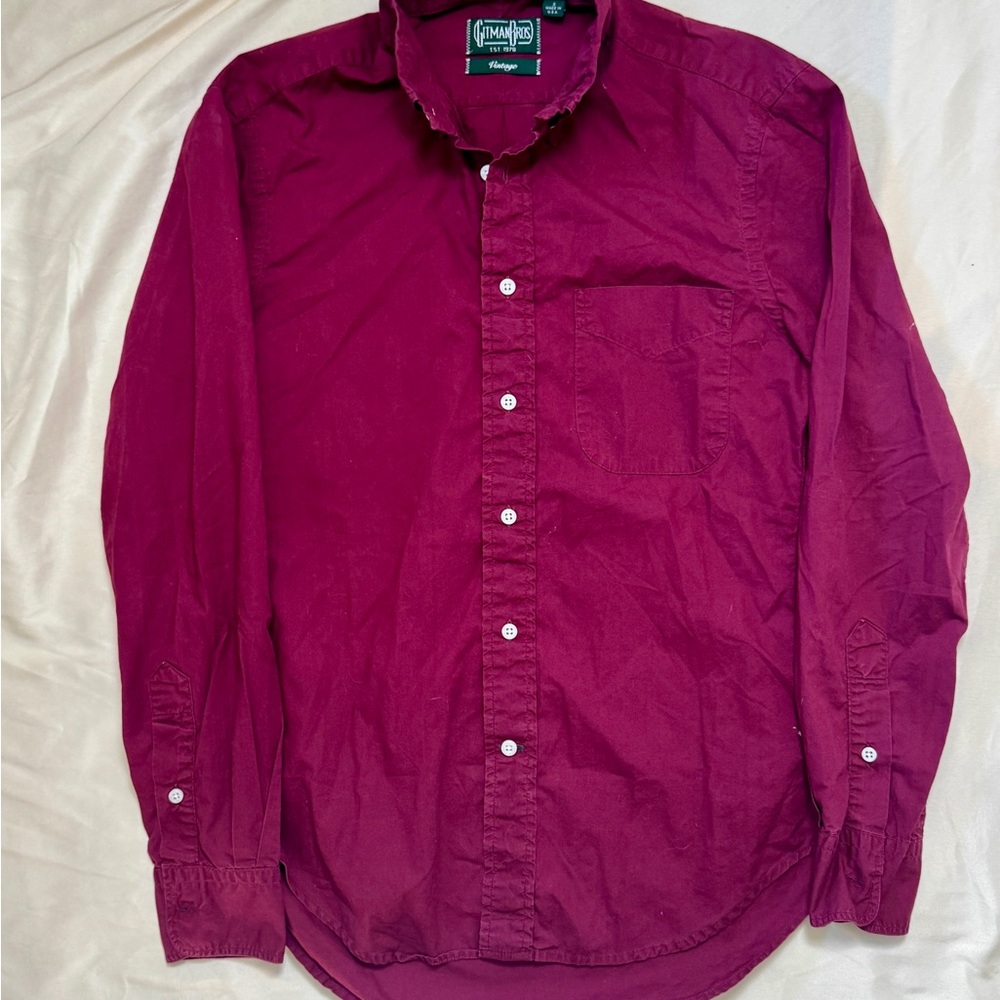 Gitman Bros Vintage Made In USA Size Small Button Down Shirt Deep Burgundy
